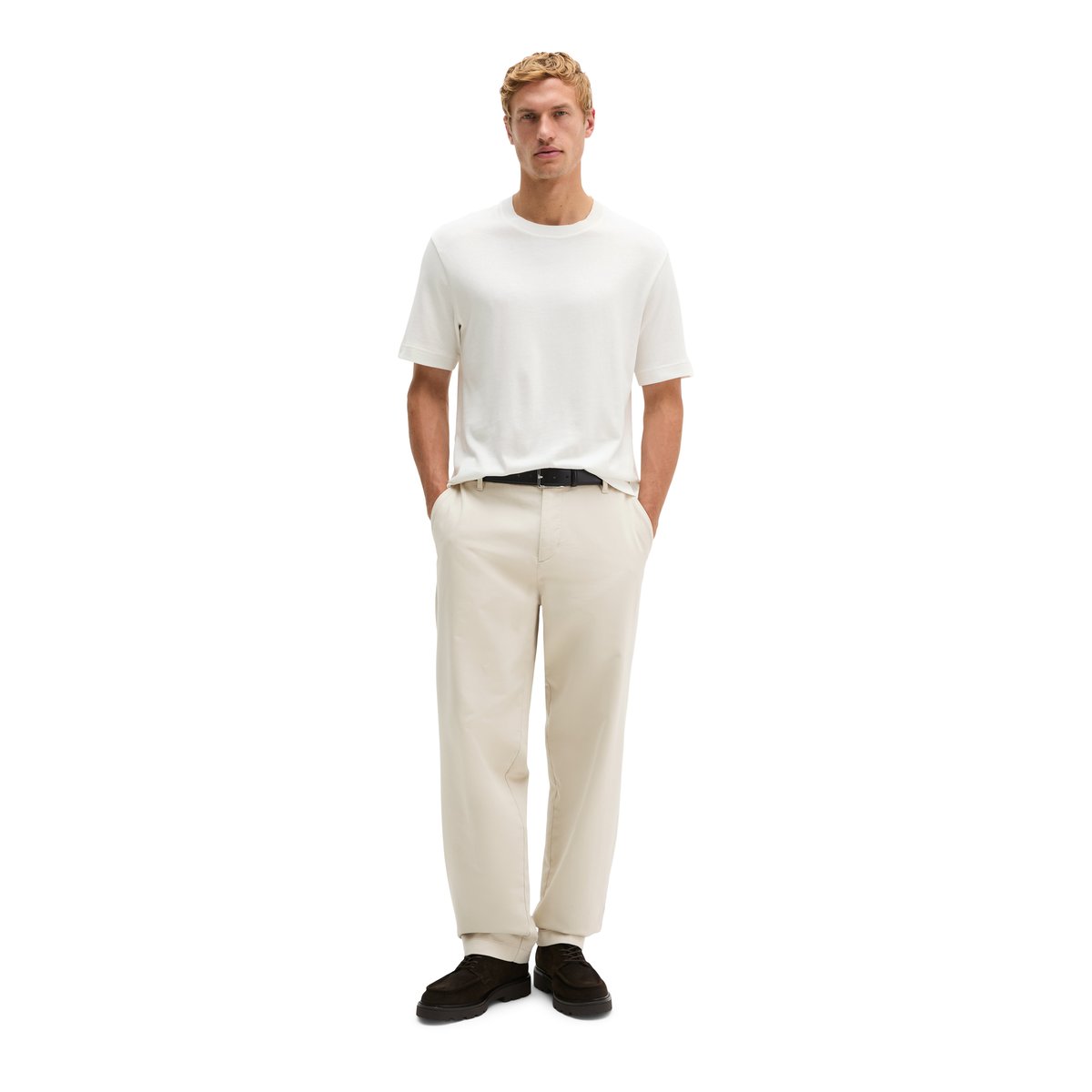 T-shirt coupe classique en jersey de coton bio léger blanc, MARC O'POLO