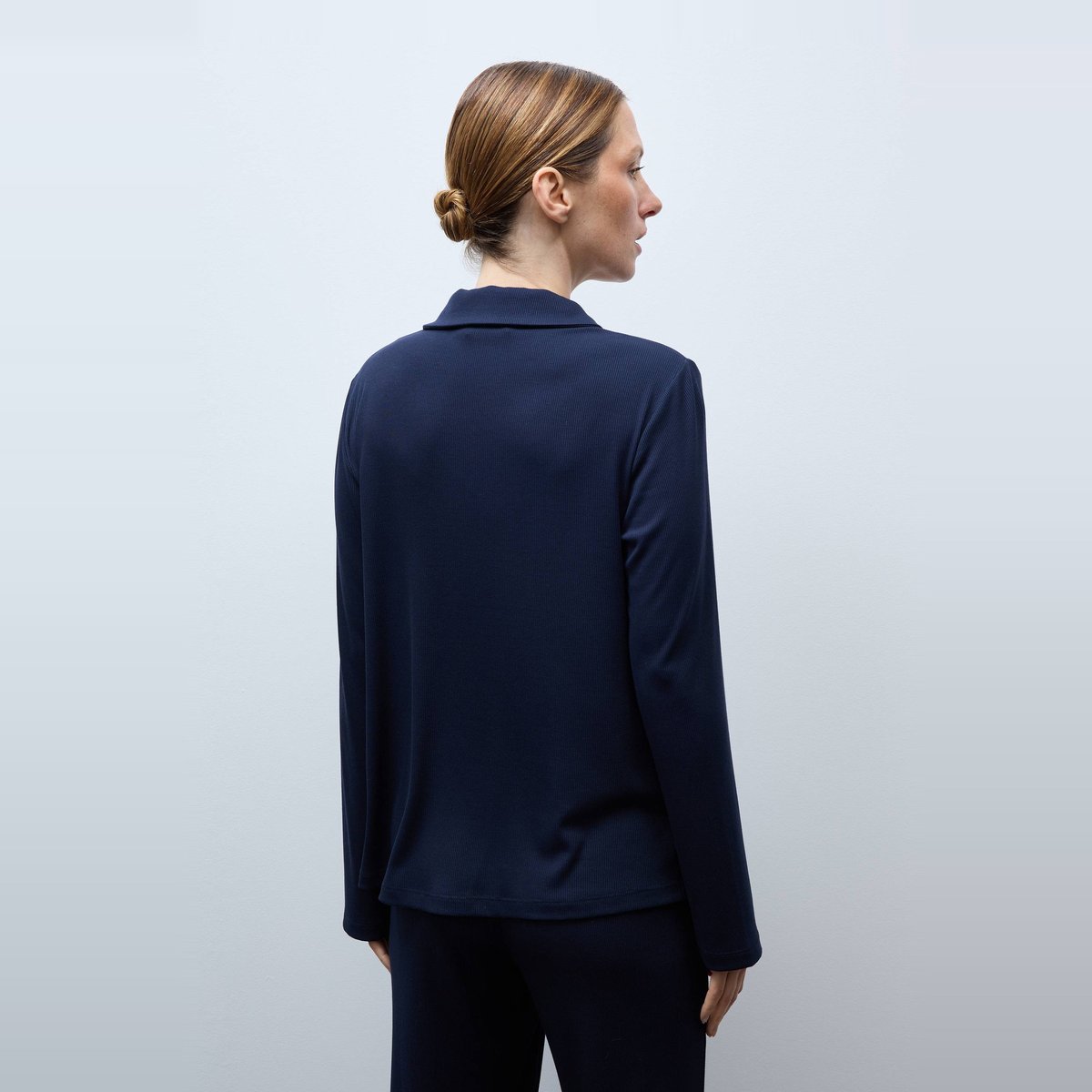 Chemise de pyjama en modal côtelé marine, MONOPRIX