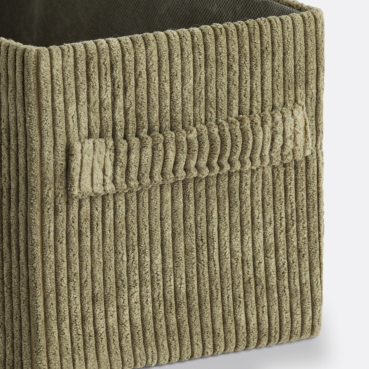 Veloudo Foldable Corduroy Basket khaki, LA REDOUTE INTERIEURS