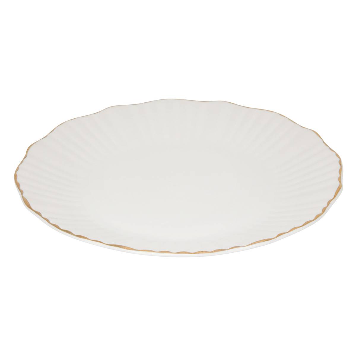 Lot de 6 assiettes plates rondes en porcelaine DAPHNE blanc, ATMOSPHERA