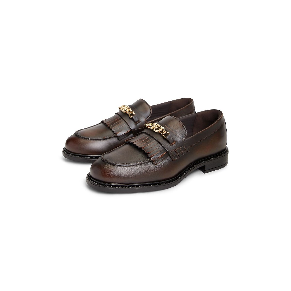 Mocassini in pelle con frange marrone scuro, TOMMY HILFIGER