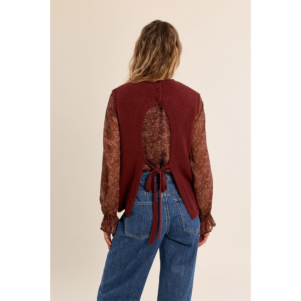 Pull sans manches col rond bordeaux, MOLLY BRACKEN