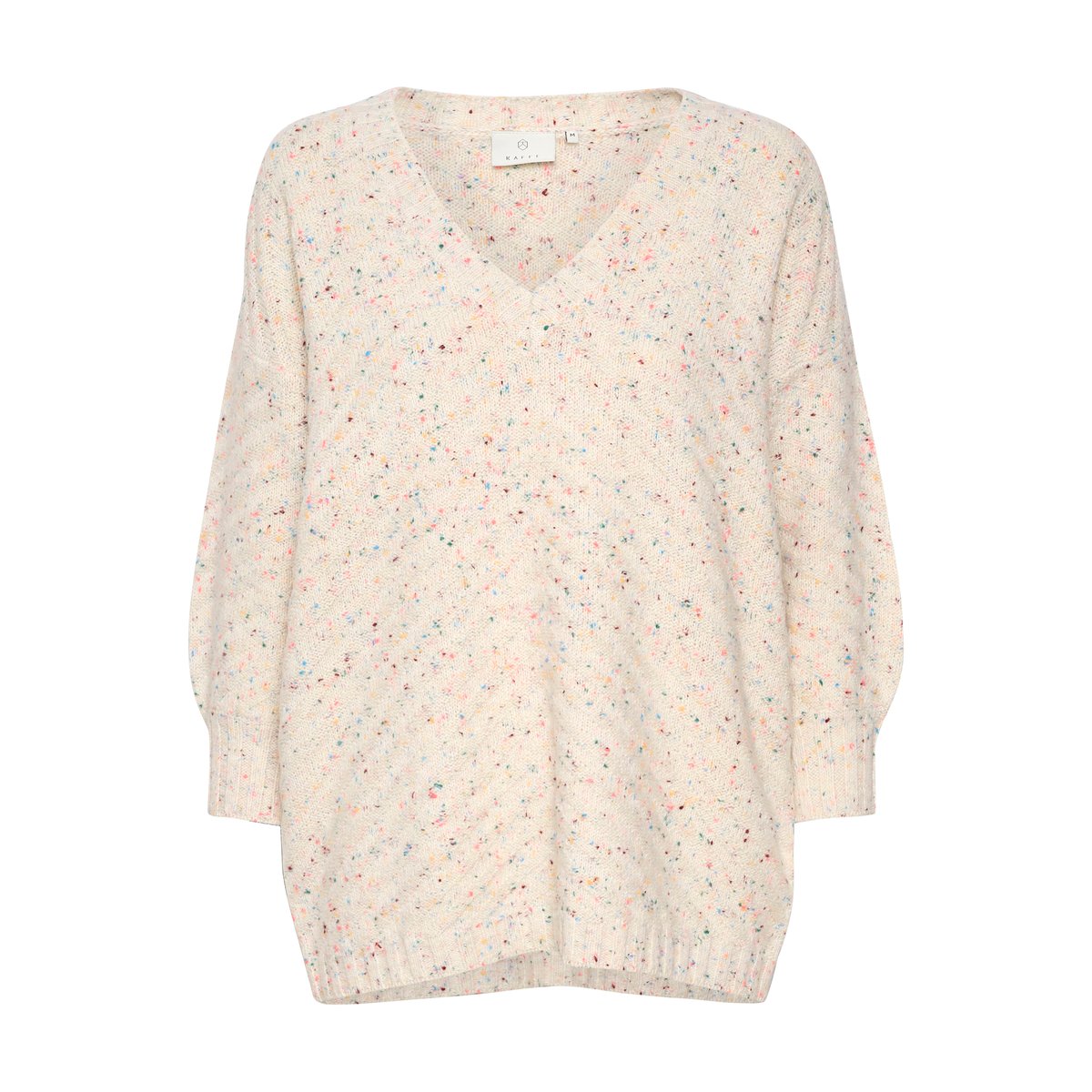 Pullover tricoté beige crème brûlée melange multi dot, KAFFE