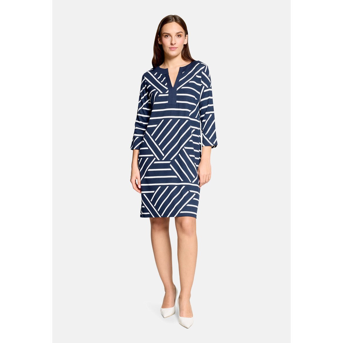 Robe en jersey à manches 3/4 bleu/blanc, BETTY BARCLAY