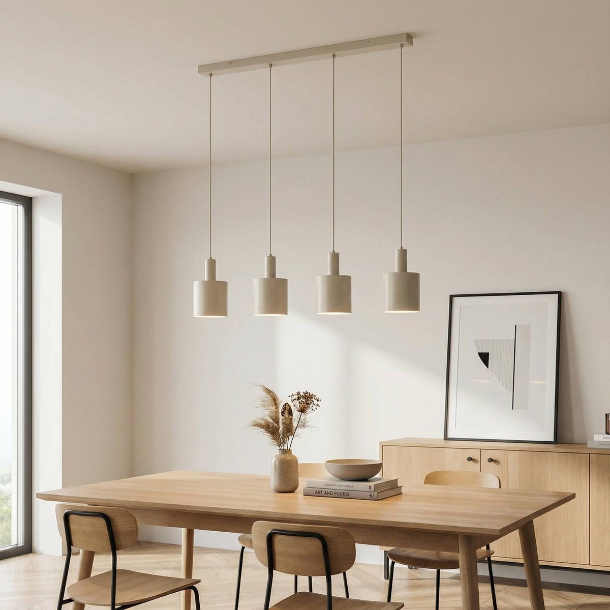 Suspension en métal moderne, Ovelia beige, LINDBY
