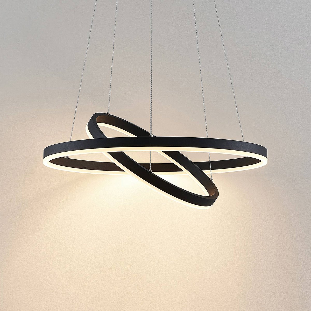 Suspension en métal moderneLED, Albiona noir, blanc, ARCCHIO
