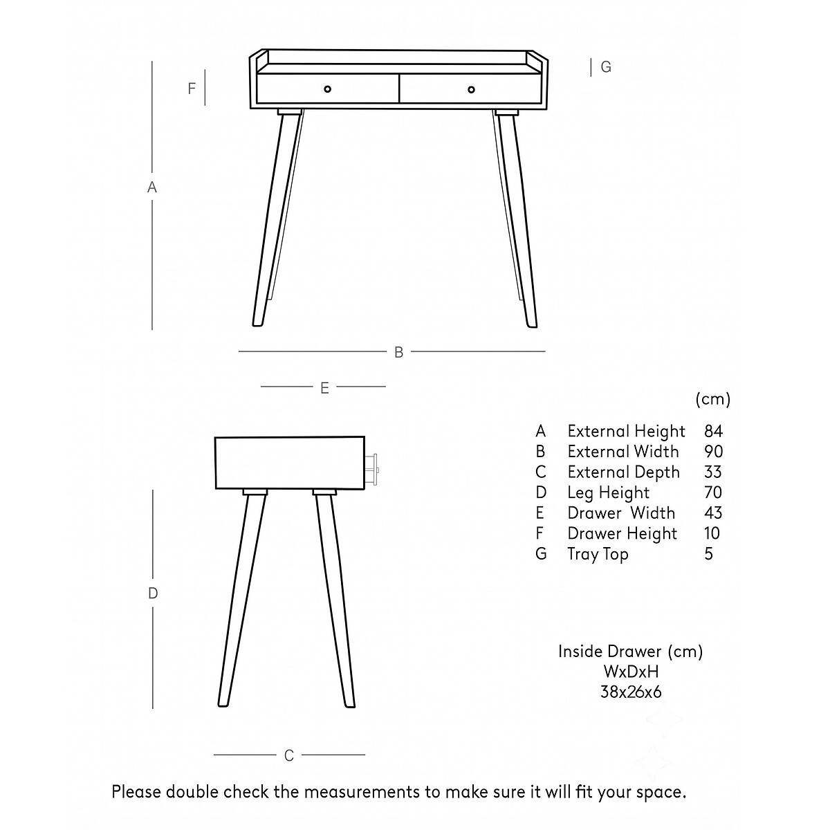 Fresco Mango Wood 2 Drawer Console Table light wood, SWOON
