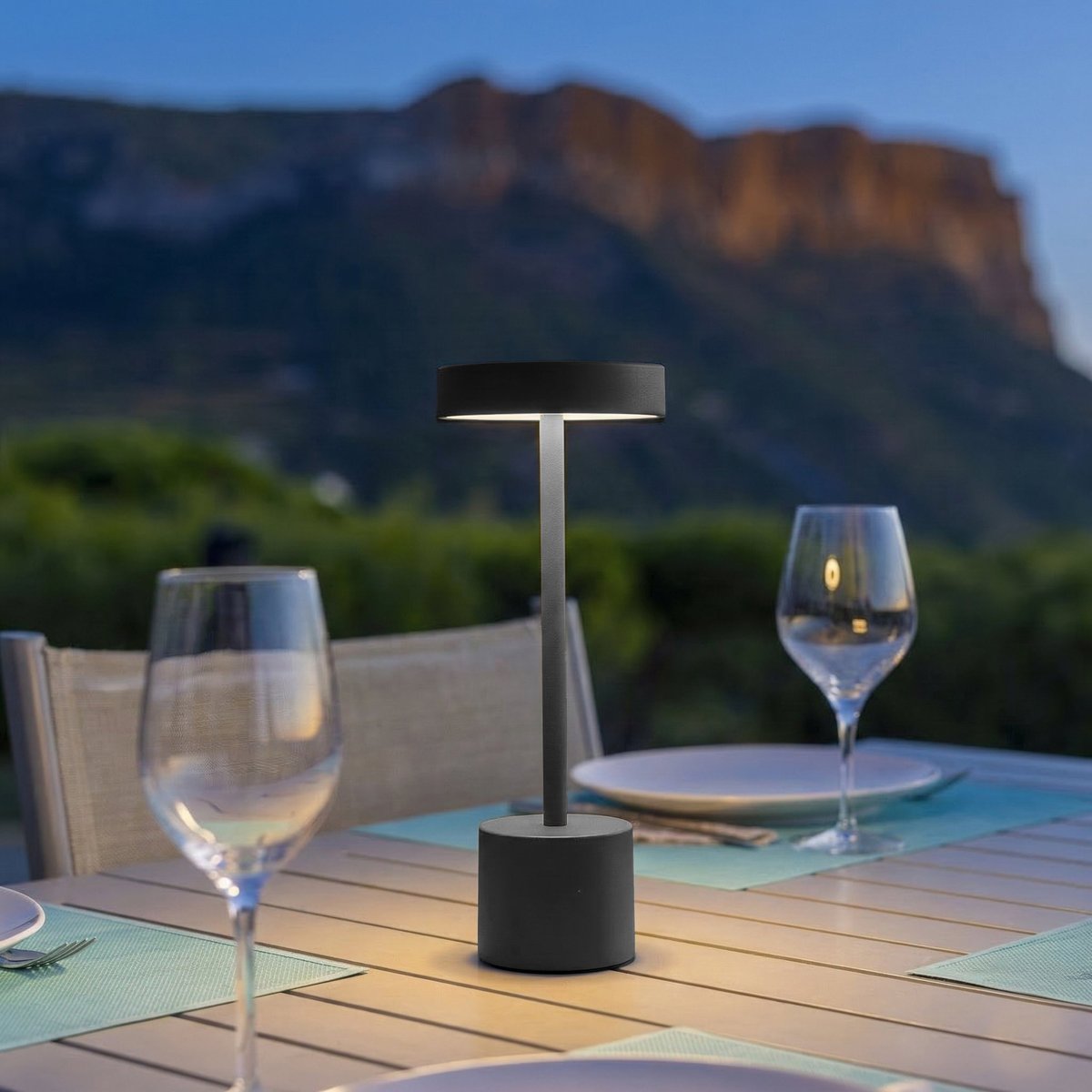 Lampe de table sans fil ROBY gris anthracite, LUMISKY