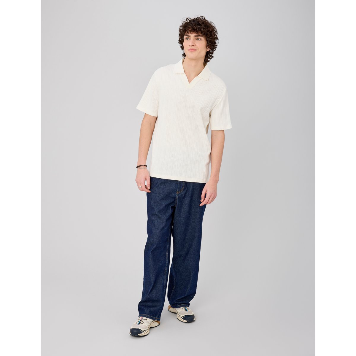 Polo matière fantaisie blanc écru, BZB