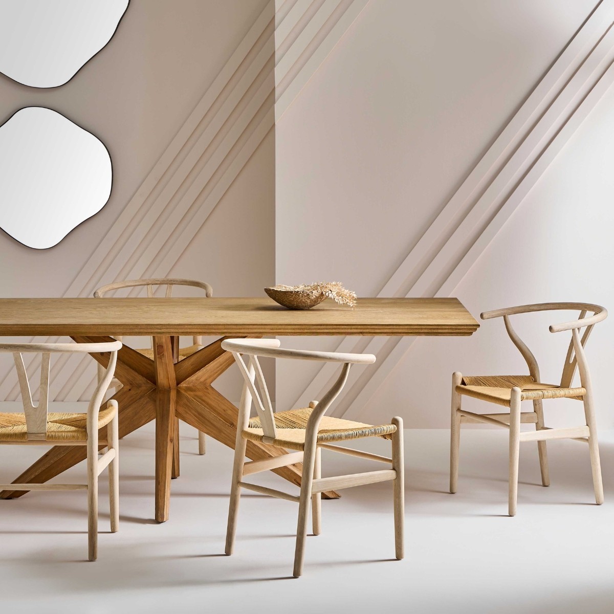 Lot de 2 Chaises en chêne blanchie et cannage - OSLO beige, SIGNATURE
