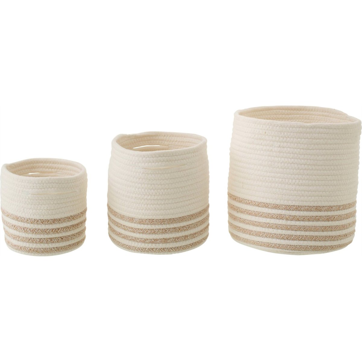 Set de 3 paniers de rangement tressés blanc et beige, RECOLLECTION