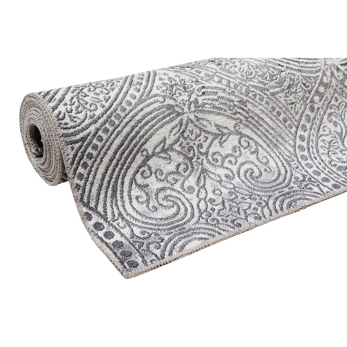Tapis plat motif cachemire ,  GRACE gris, WECON HOME