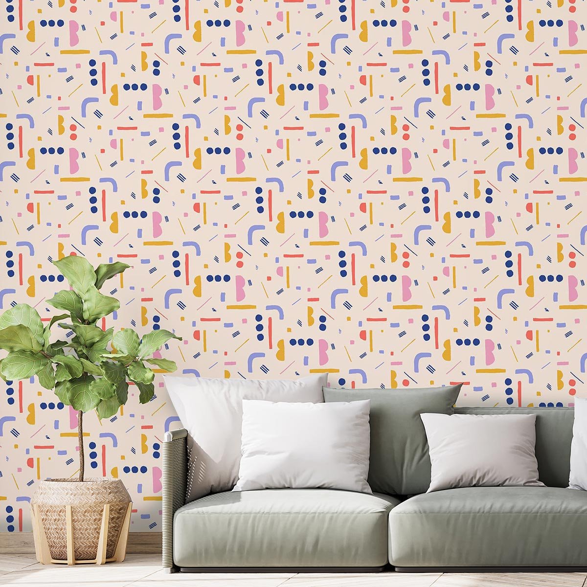 Papier peint symbolique floral rosé intissé, HEXOA