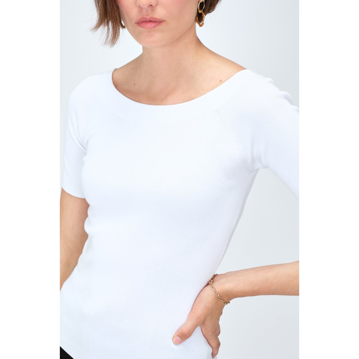 Pull droit col rond MALONE blanc, CAROLL