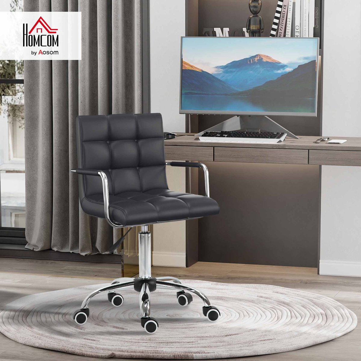 Chaise de bureau Métal noir, HOMCOM