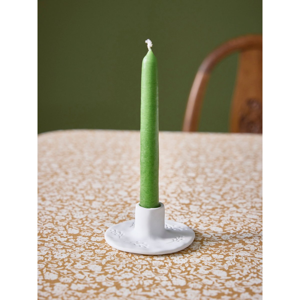 Bougeoir feuillage en céramique blanc pur, CYRILLUS