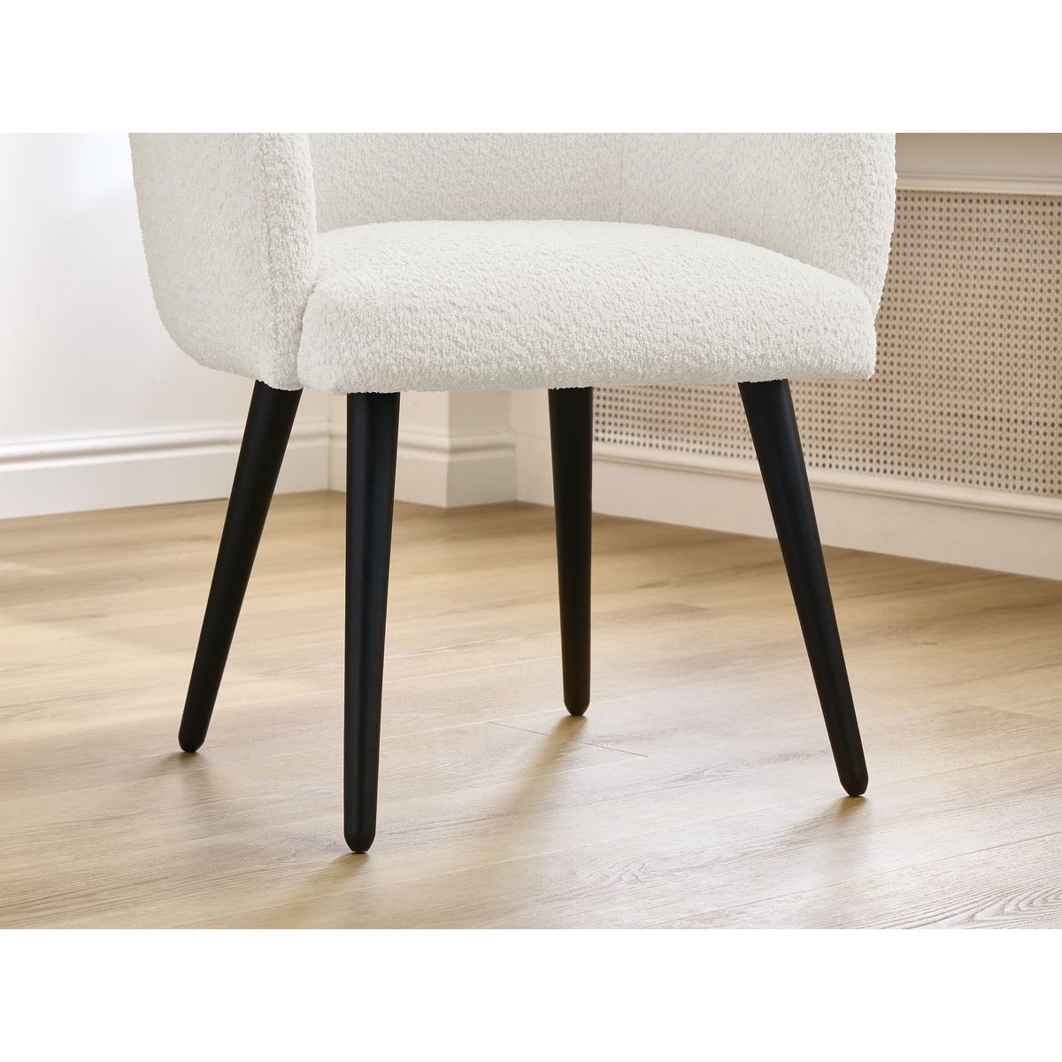 Lot de 2 chaises tissu bouclette, SOPHIE blanc, BOBOCHIC