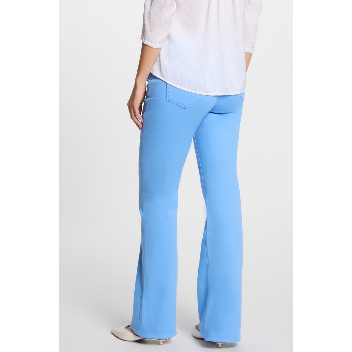 Pantalon bootcut boutonné bleu, MORGAN