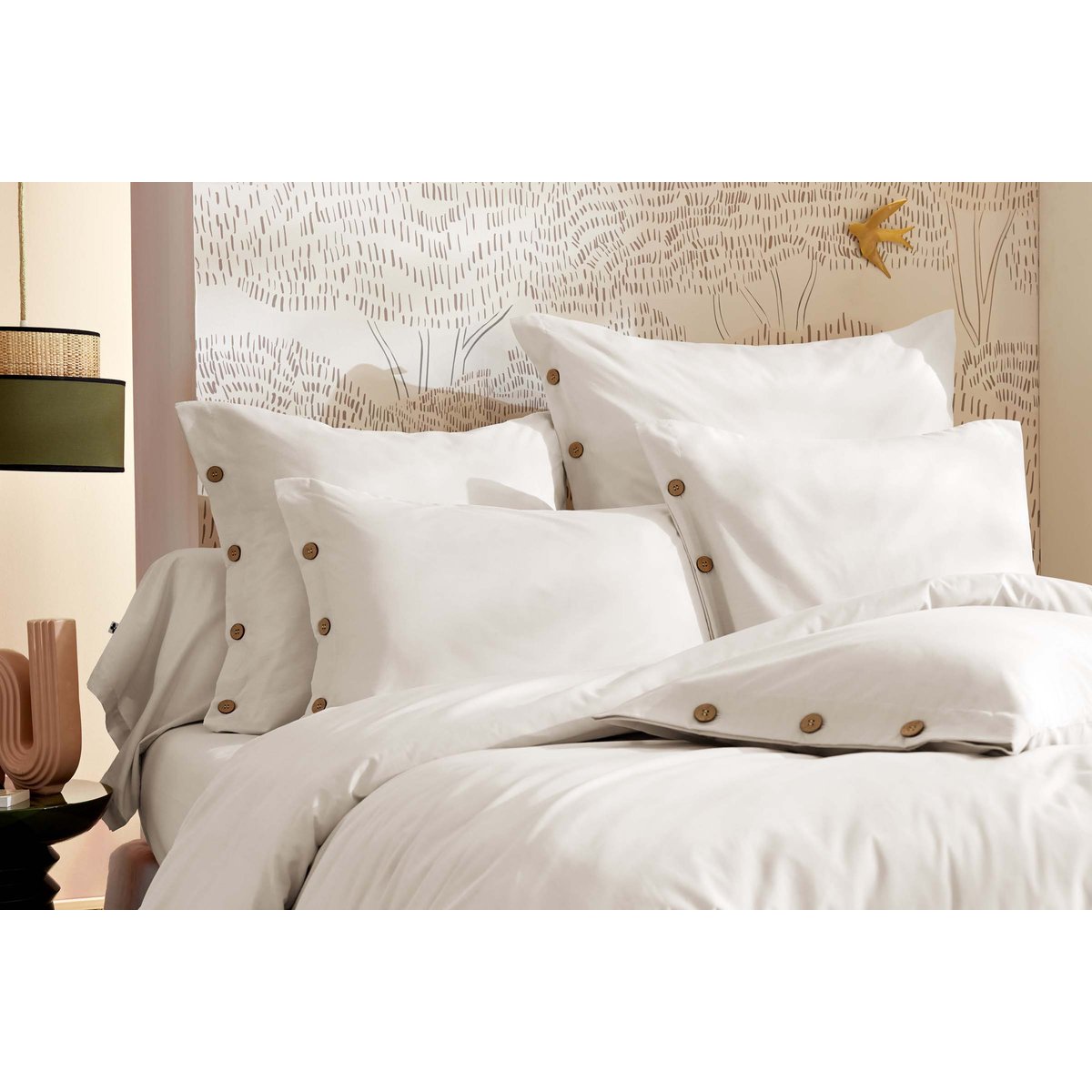Housse de couette en percale Perrine blanc, EDEN