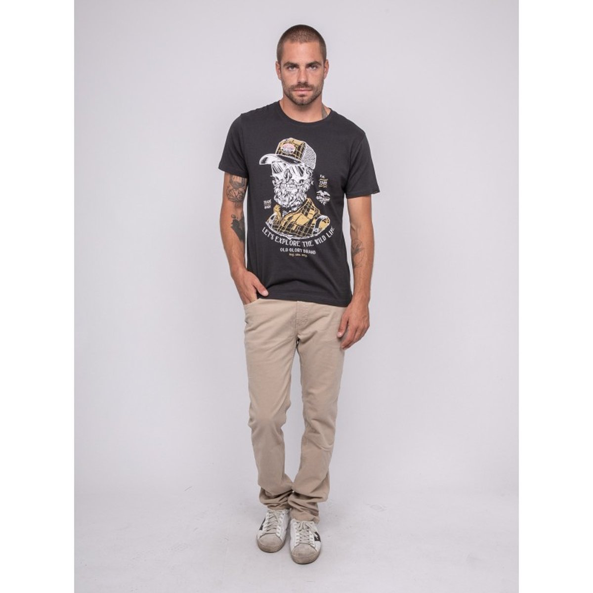 T-shirt Manches Courtes Imprimé Jaguar gris, RITCHIE