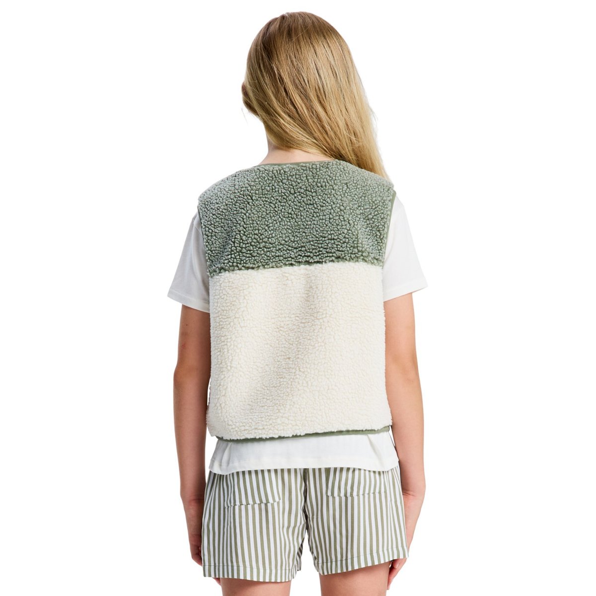 Veste sans manches en sherpa ICONIC COLOR BLOCK. vert oil green, ROXY