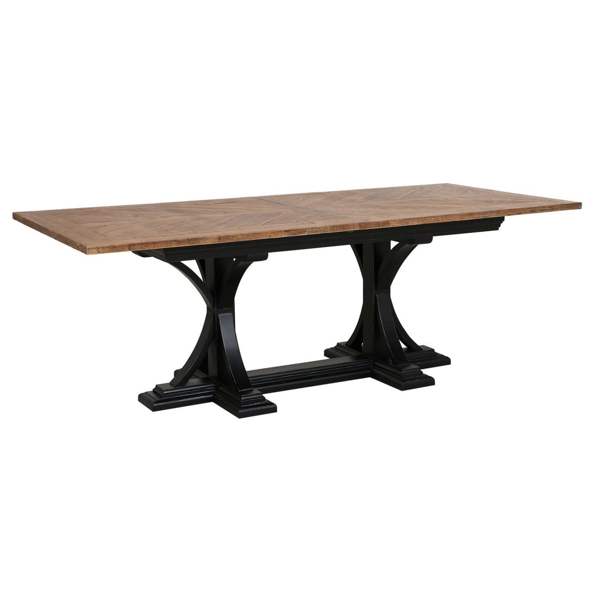 Table rectangulaire extensible 1 allonge - noir, INTERIOR'S