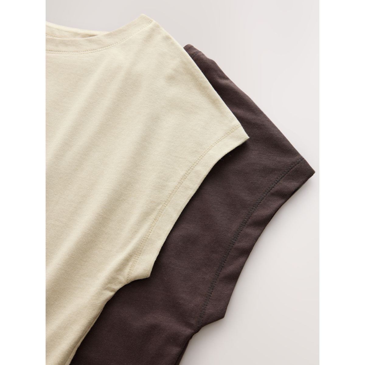 T-shirt à mancherons montés, lot de 2 blanc/marron, NEXT