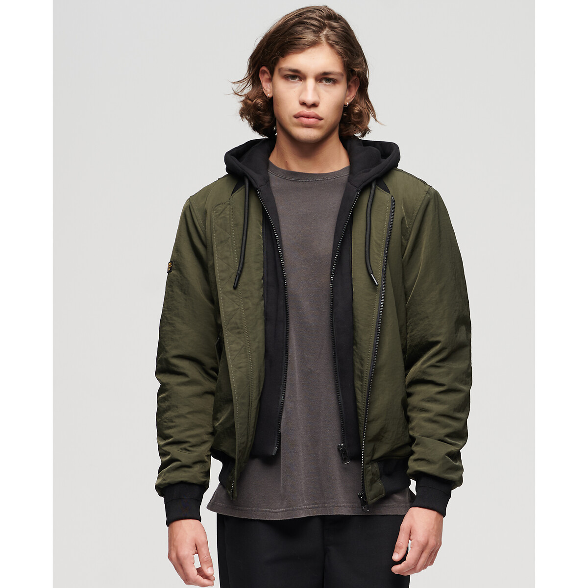 Blouson à capuche vert foncé, SUPERDRY