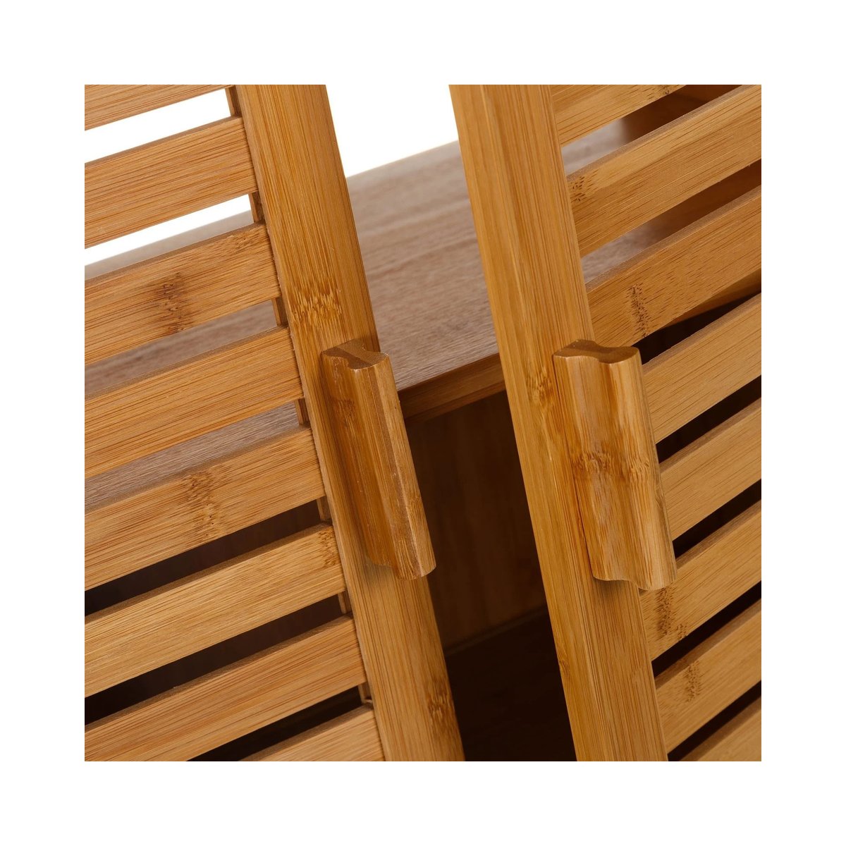 Meuble Salle de Bain Sous Lavabo / Vasque en Bambou 2 Portes bois, WADIGA