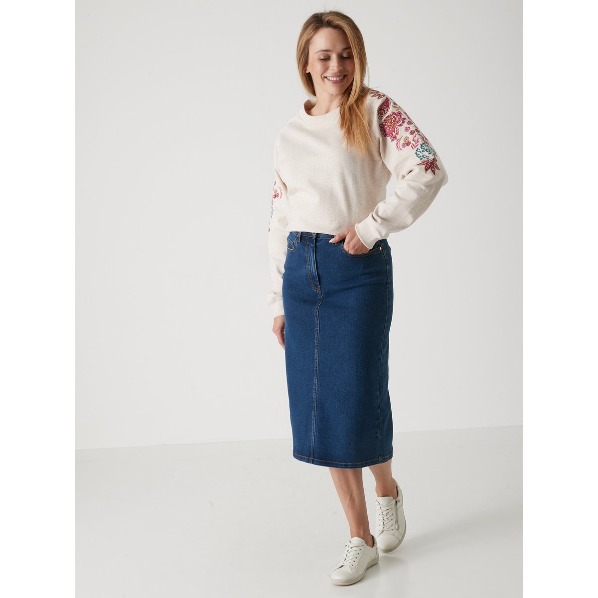 Jupe en jean denim stone, DAXON