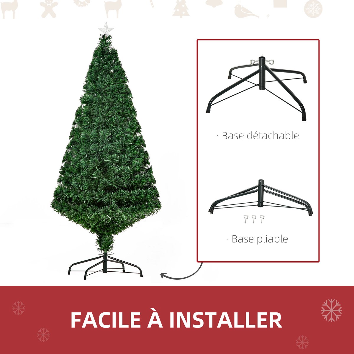 Sapin de Noël PVC Vert vert, HOMCOM