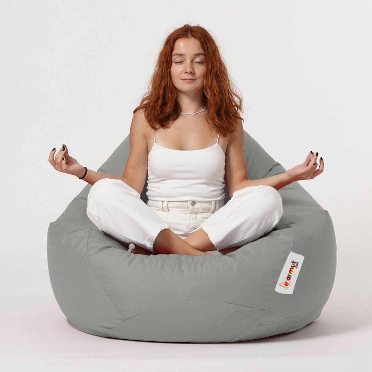 Pouf poire XXL imperméable pour jardin ARTA gris, PIER IMPORT