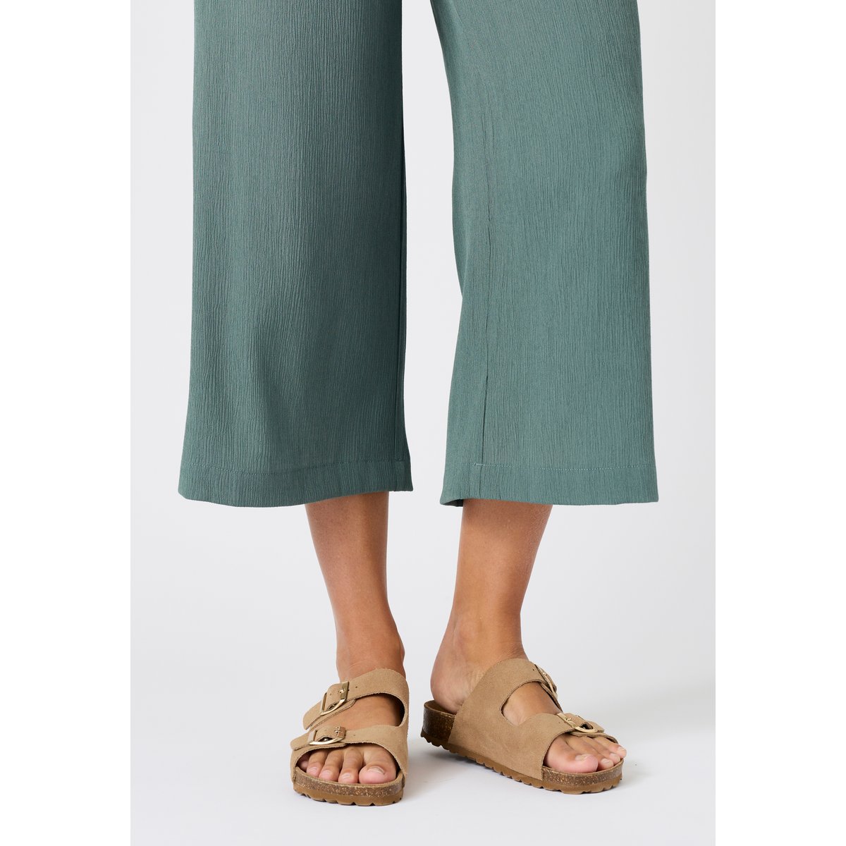 Pantacourt crépon enfilable vert eucalyptus, DAMART