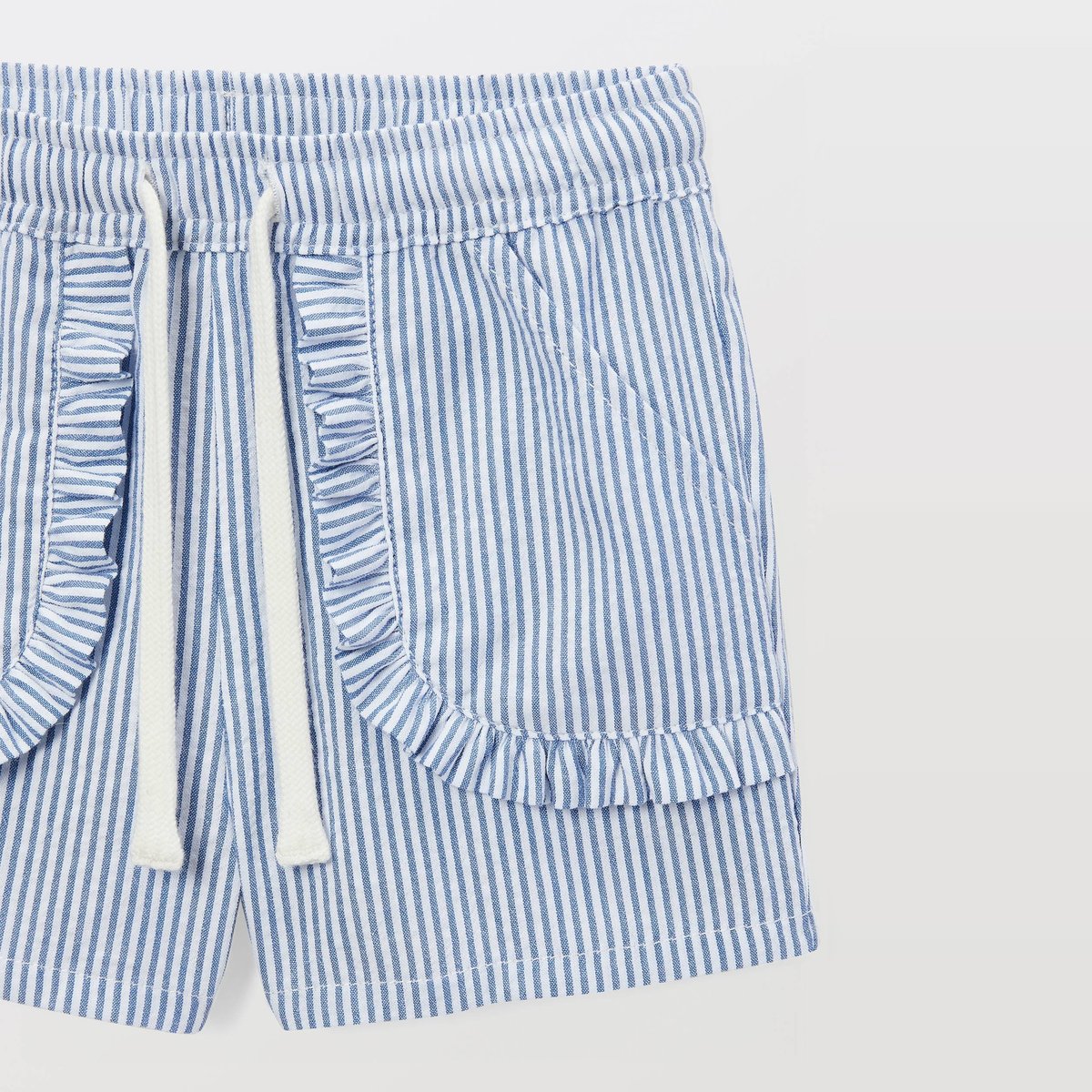 Short avec poches rayé en coton porcelaine, BOUT'CHOU