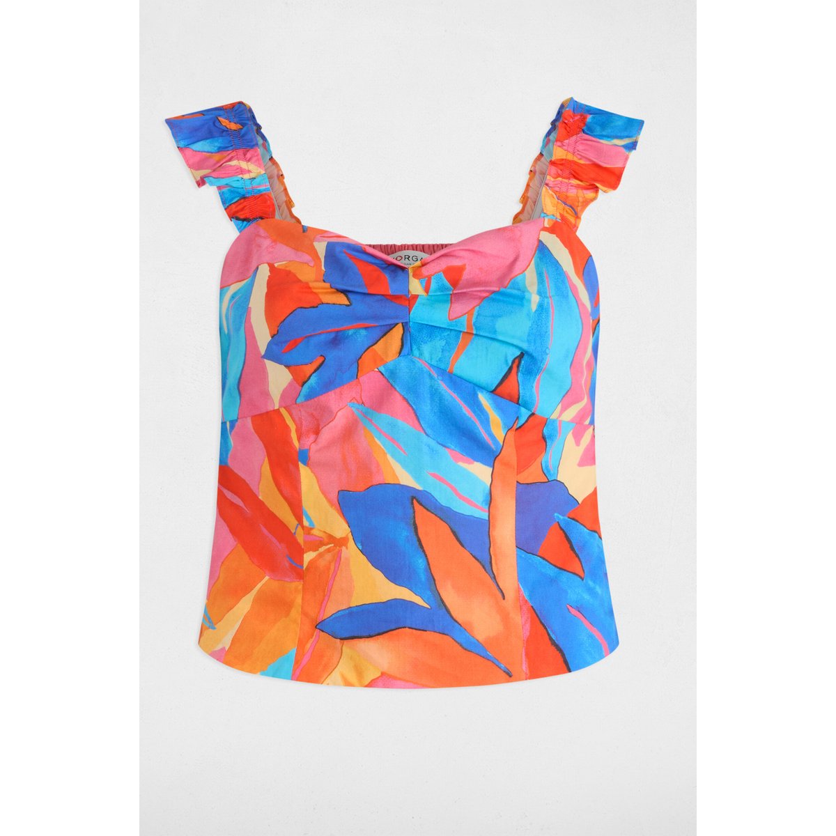 Top imprimé volants multicolore, MORGAN