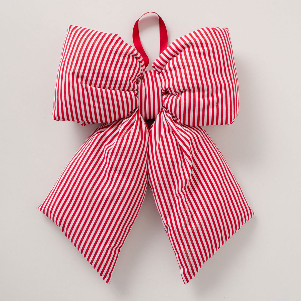 Décoration de Noël grand noeud en tissu rayé rouge et blanc 59x11.5x53cm rouge, WADIGA