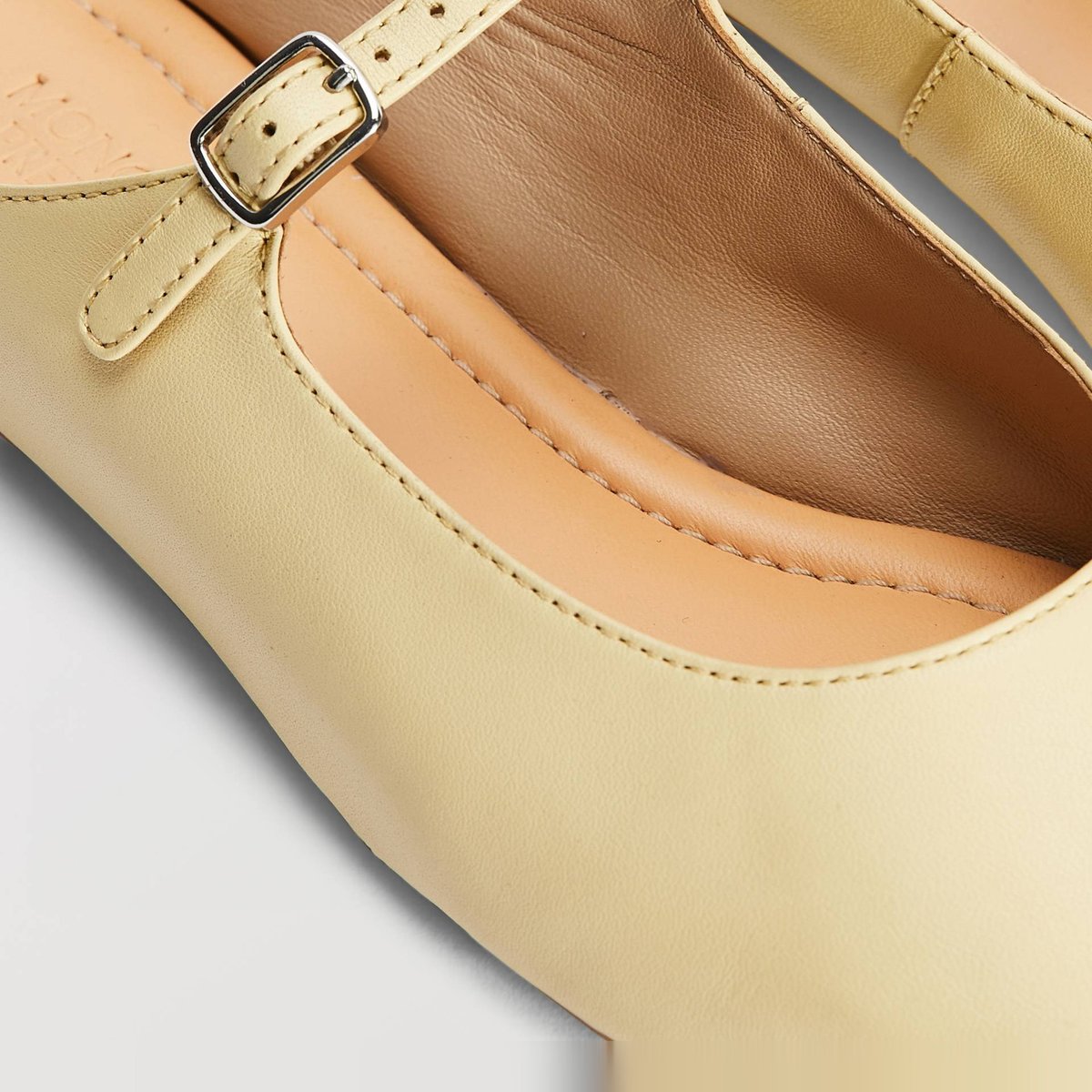 Mules à bride en cuir beurre, MONOPRIX