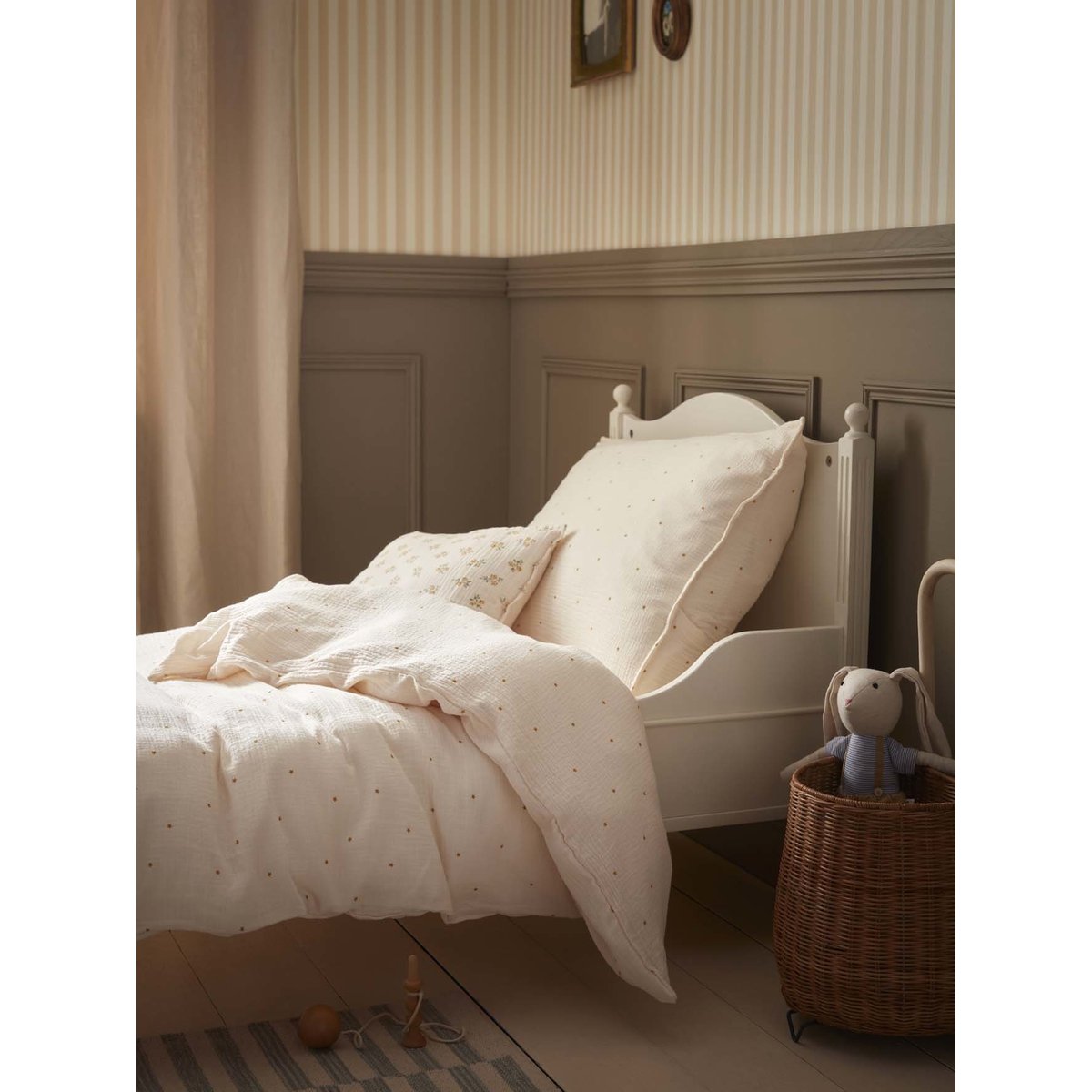 Housse de couette gaze de coton biologique "JUNIOR" blanc moyen imprime, CYRILLUS