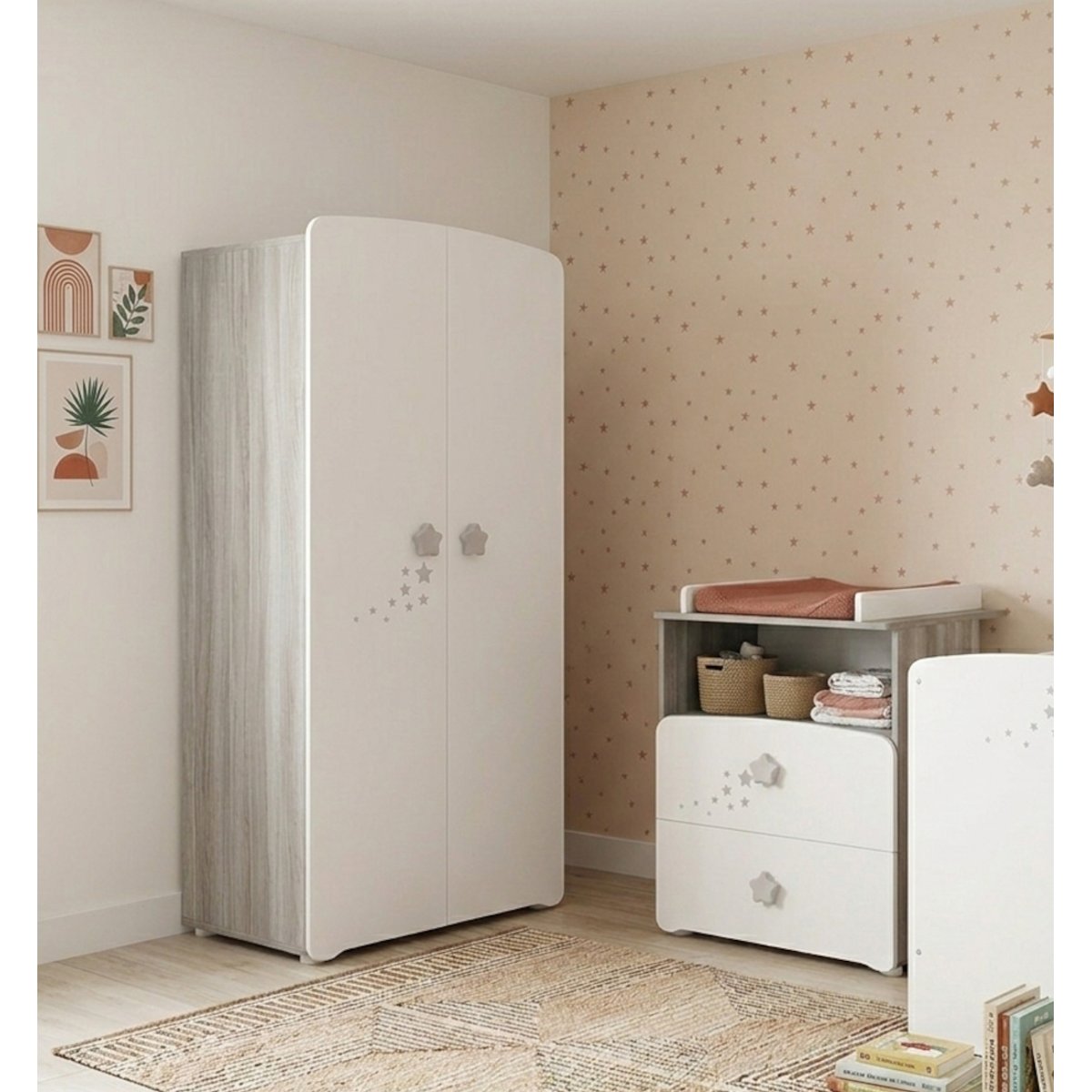 Armoire 2 portes bébé en bois blanc, BABY PRICE