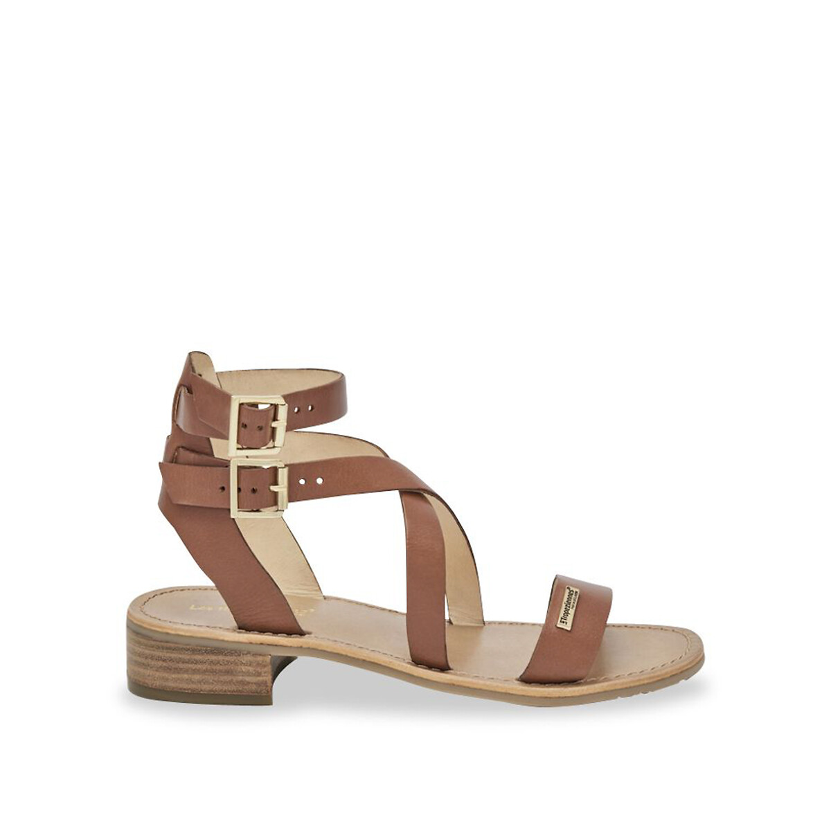 Sandales cuir à petit talon Hocean tan, LES TROPEZIENNES PAR M.BELARBI