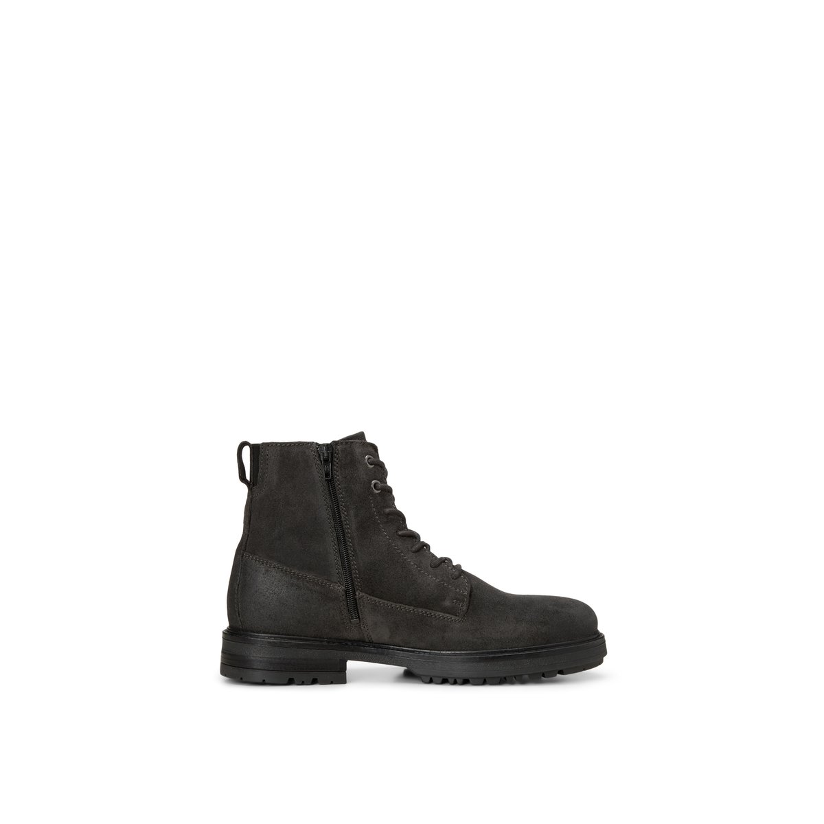 Bottines à lacets, modèle Rony en cuir velours souple gris foncé, MARC O'POLO