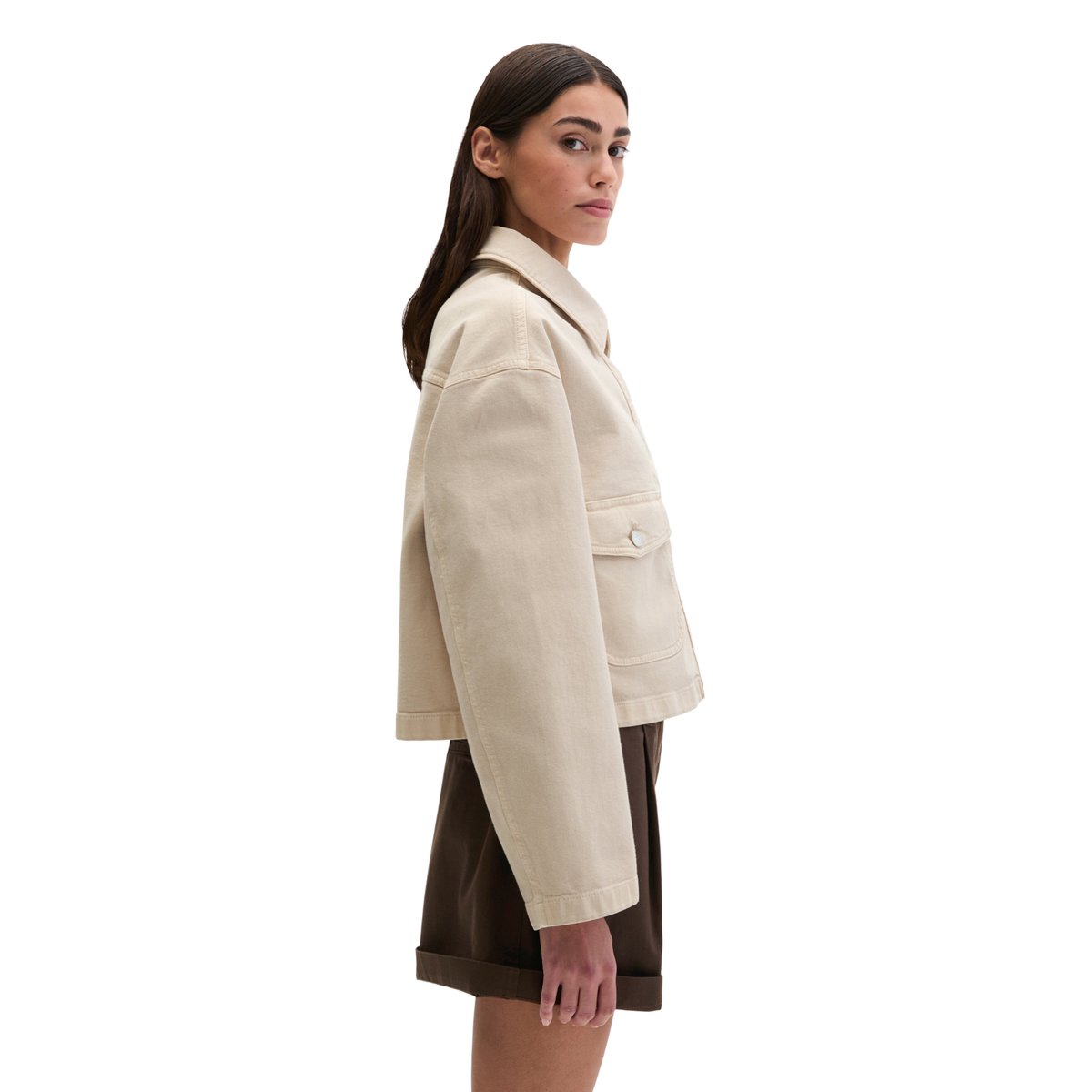 Veste relaxed en coton garment dyed beige, MARC O'POLO