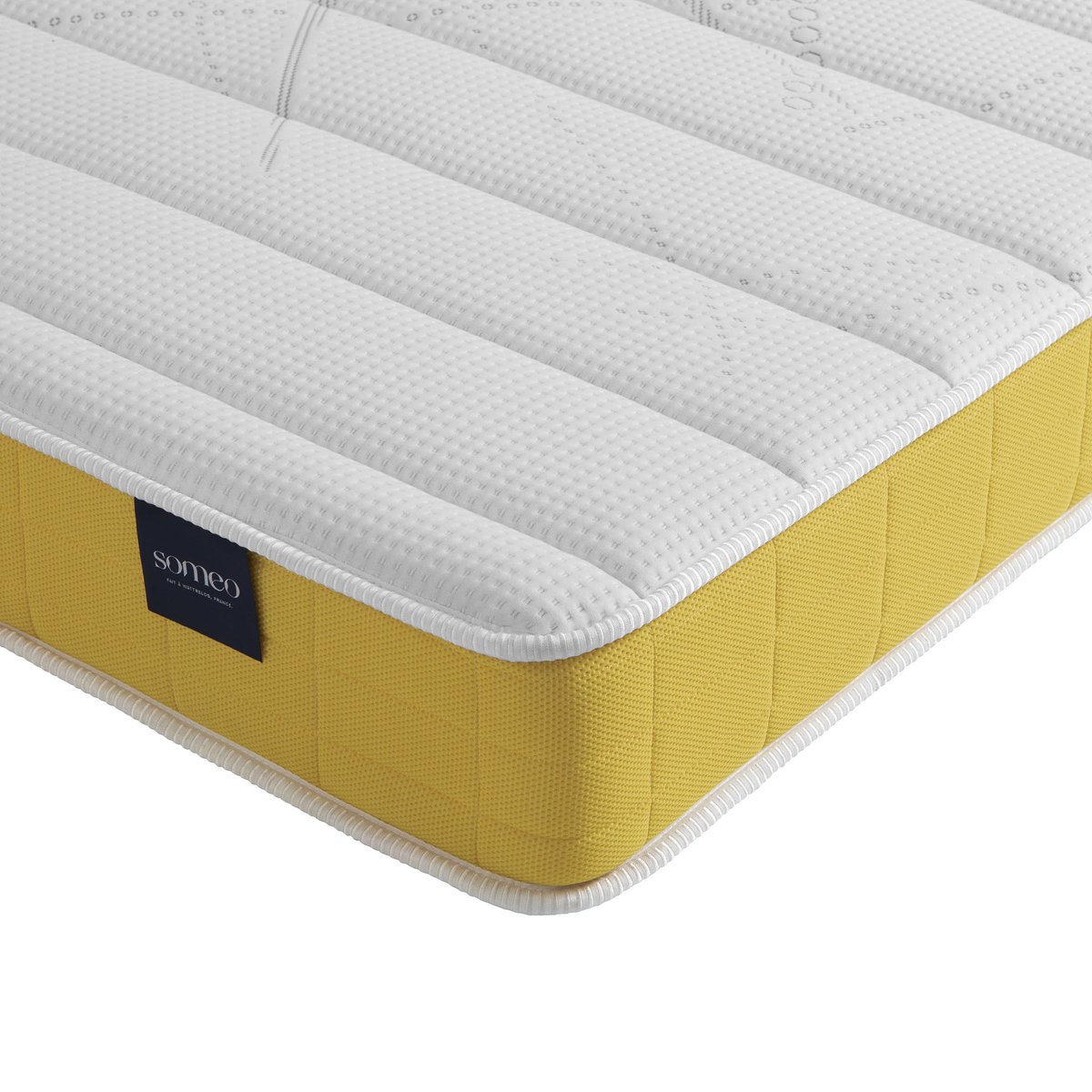 Ensemble matelas mousse, sommier, pieds, couette et oreiller Aurore 400 blanc, SOMEO