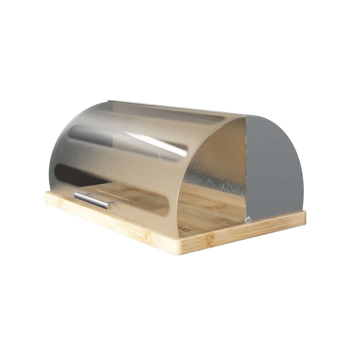 Boîte à pain en inox et bambou avec couvercle argent, ATMOSPHERA