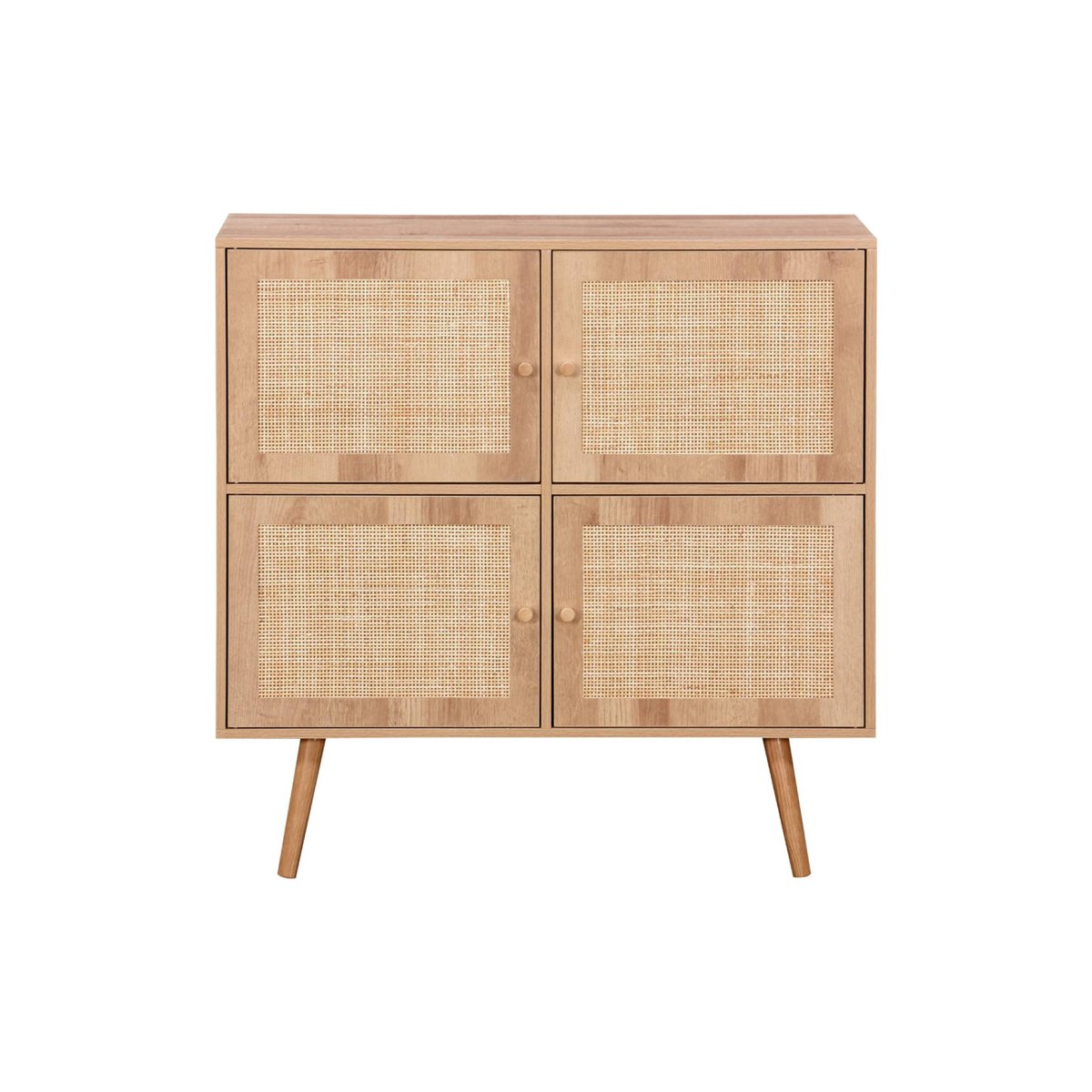Commode enfant décor bois et cannage 4 portes BOHÈME naturel, SWEEEK