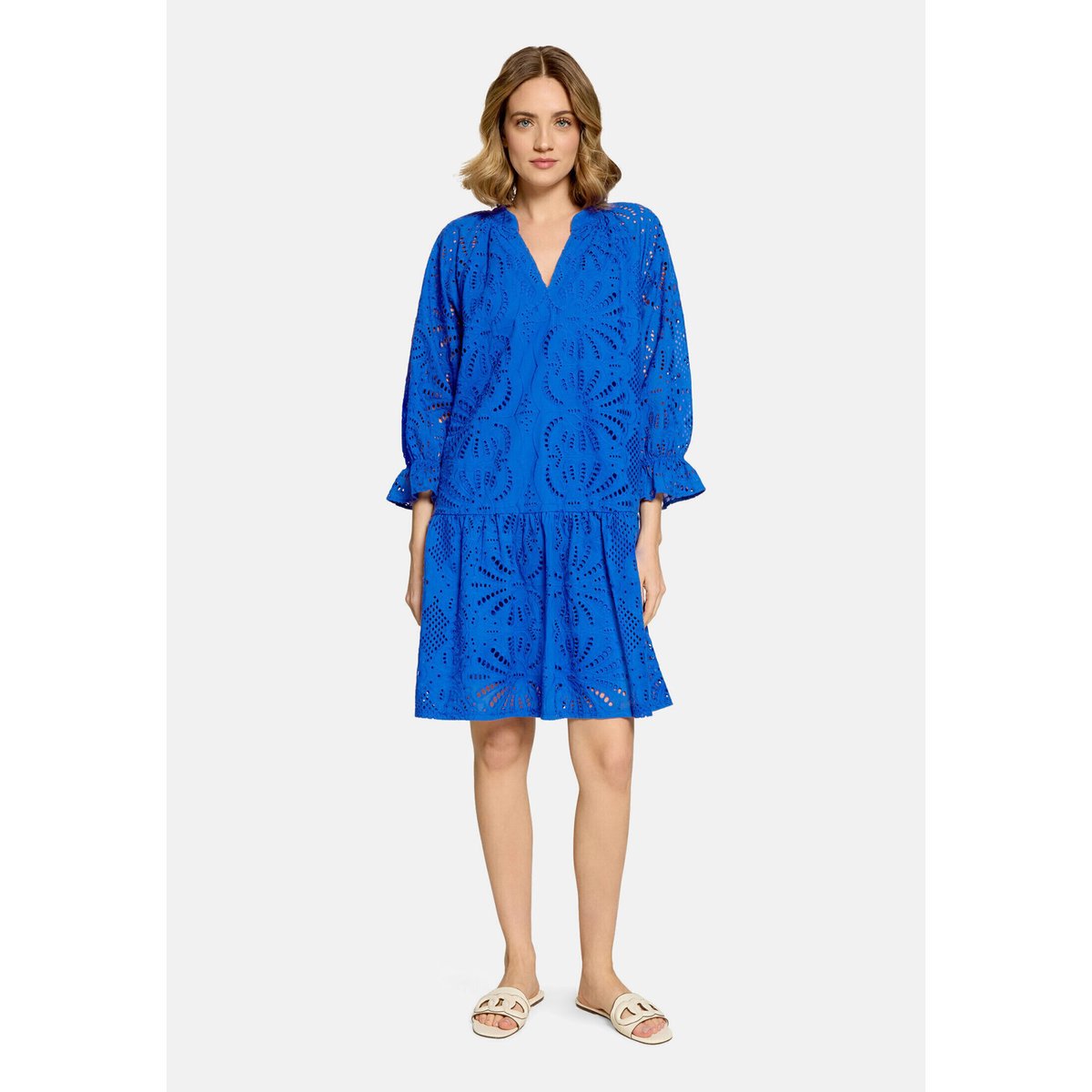 Robe à volants à manches 3/4 adria blue, BETTY BARCLAY