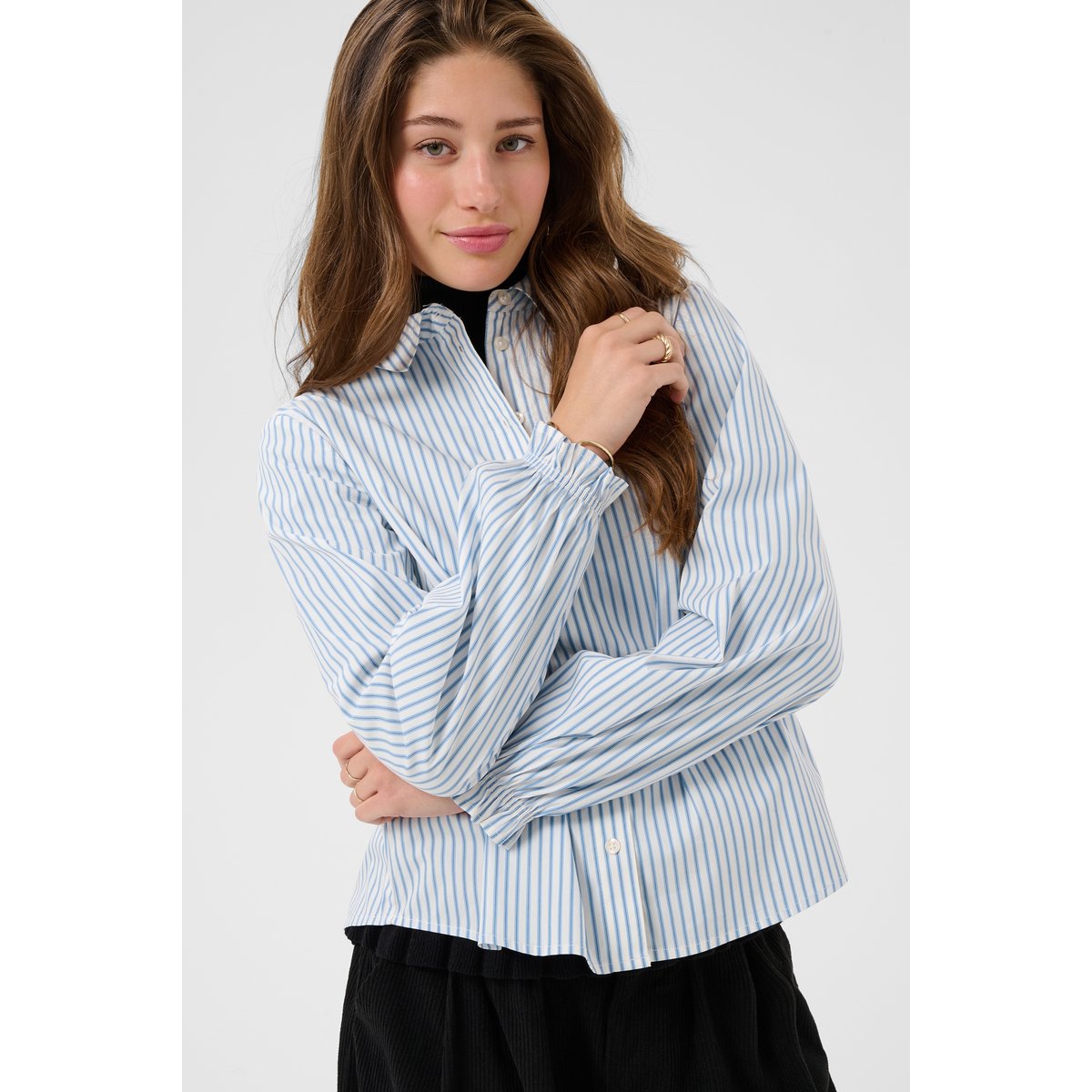Chemise à manches longues bleu air blue stripe, CREAM