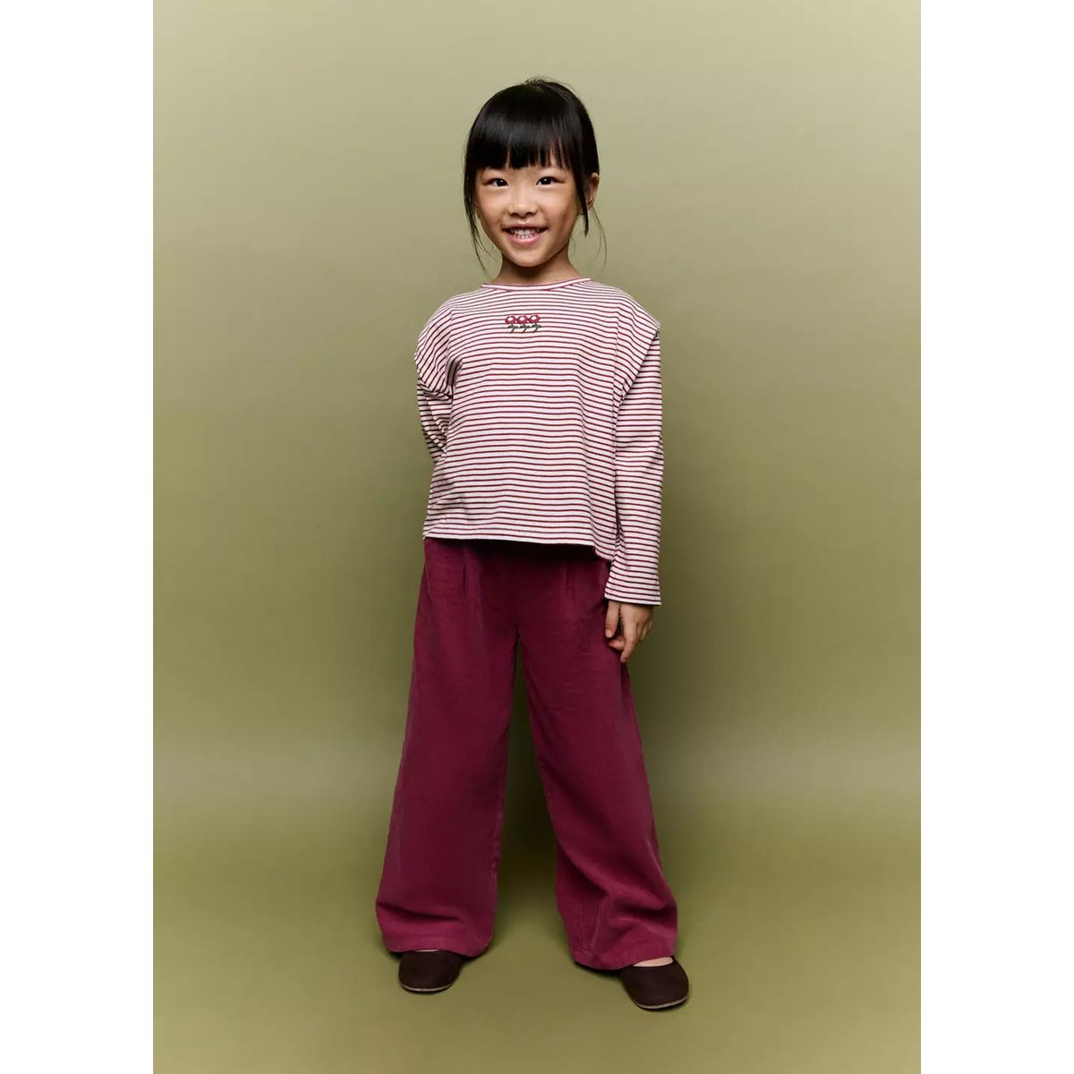 Pantalon velours côtelé à pinces rouge, MANGO BABY