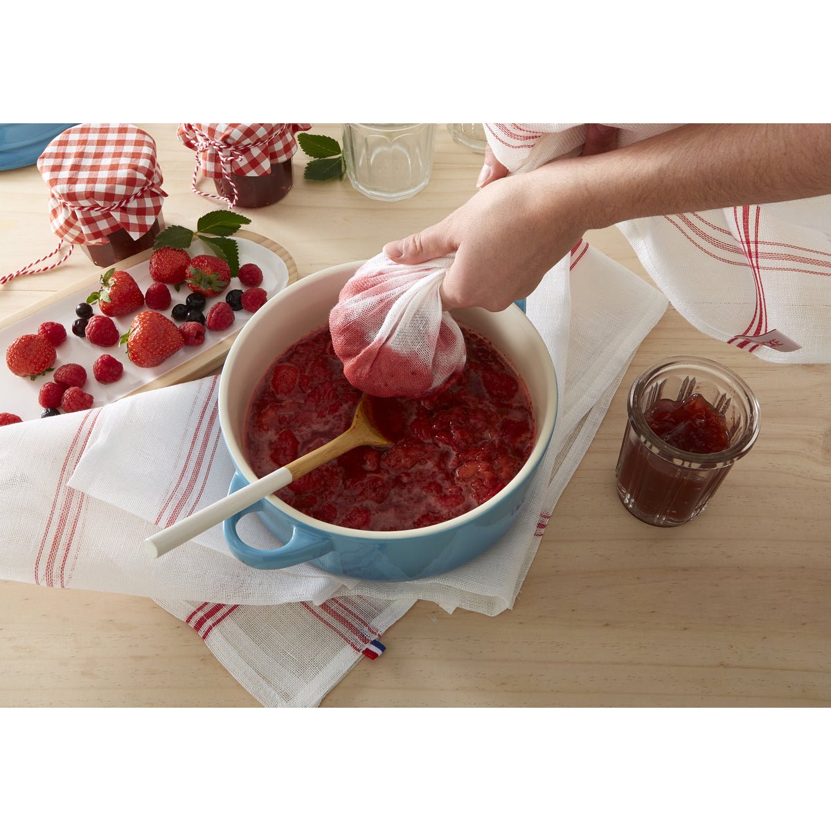 Torchon en lin ETAMINE À CONFITURE rouge, COUCKE