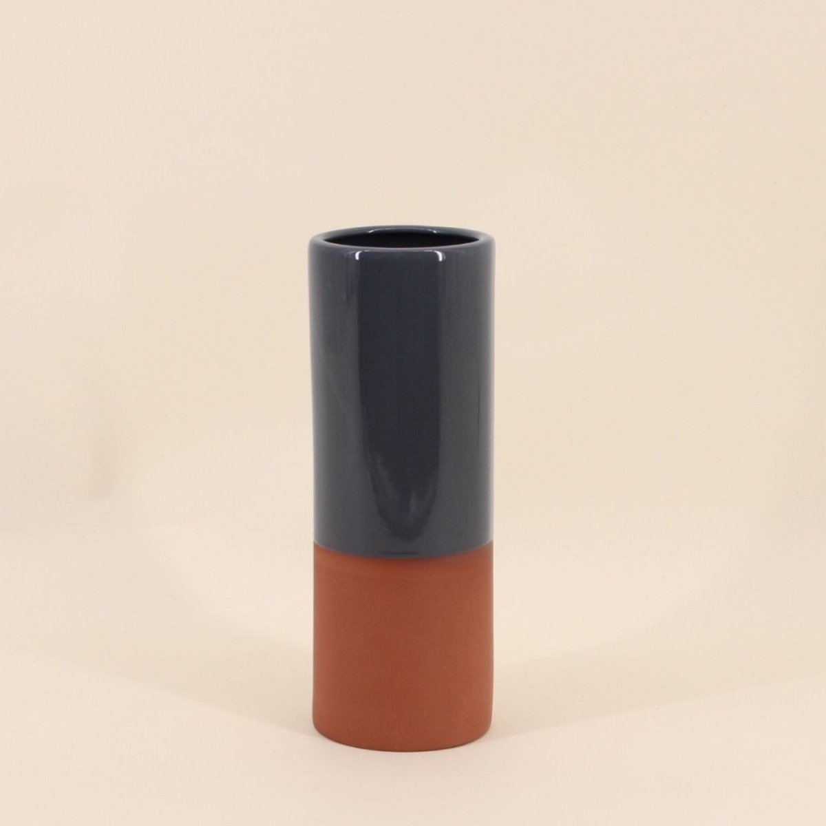 Vase tube en céramique, H25cm gris, ORNAMI